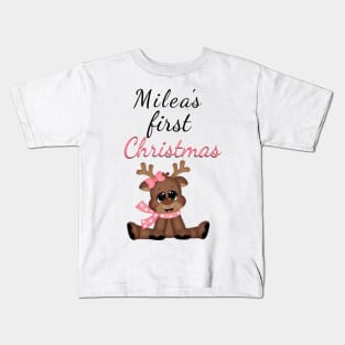 Milea's First Christmas - Toy Reindeer Kids T-Shirt